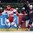 OSTRAVA, CZECH REPUBLIC - MAY 8: USA's John Moore Jr #17 misses a check on Denmark's Nichlas Hardt #43 during preliminary round action at the 2015 IIHF Ice Hockey World Championship. (Photo by Richard Wolowicz/HHOF-IIHF Images)

